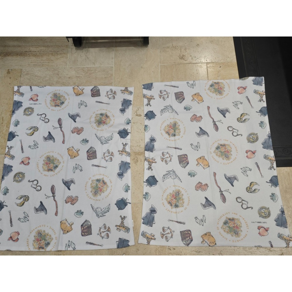 Lot of 2 NWOT Harry Potter Baby Blanket  30" x 40" White Polyester School Wizard